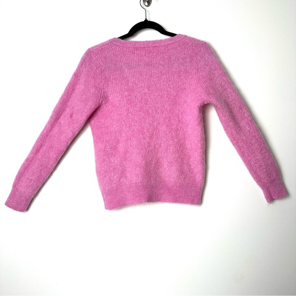 Selected Femme Coquette Girl Baby Pink Wool Mohair Blend V-Neck Sweater - Picture 12 of 15